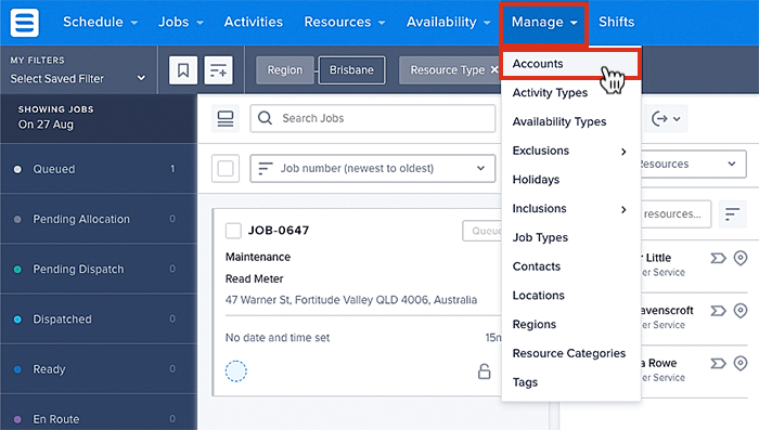 Accessing accounts in the data tables.