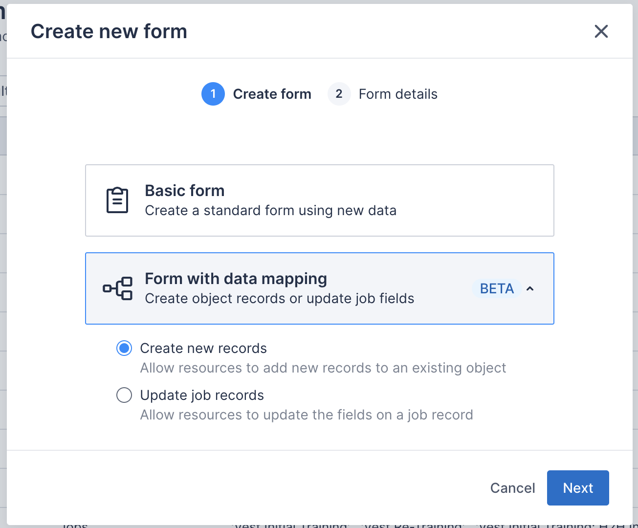 Form with data mapping