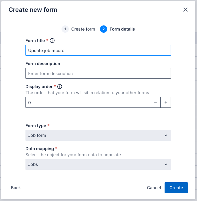 Update job record example