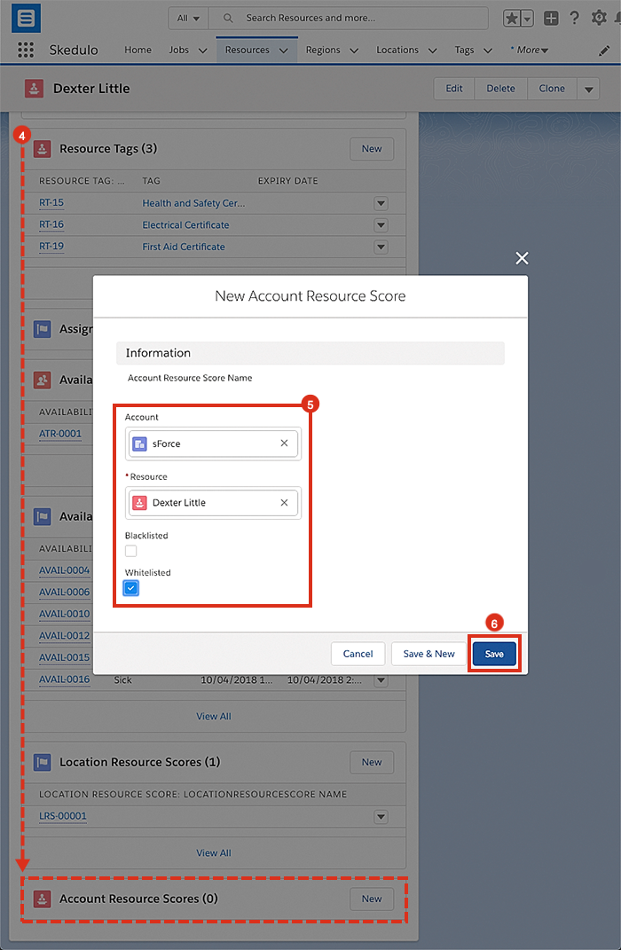 How to create a new account resource score using Salesforce CRM.