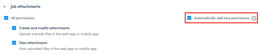 Option to automatically add new permissions selected