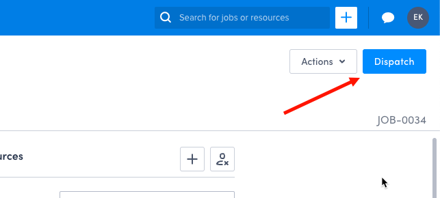 Screenshot of the dispatch button