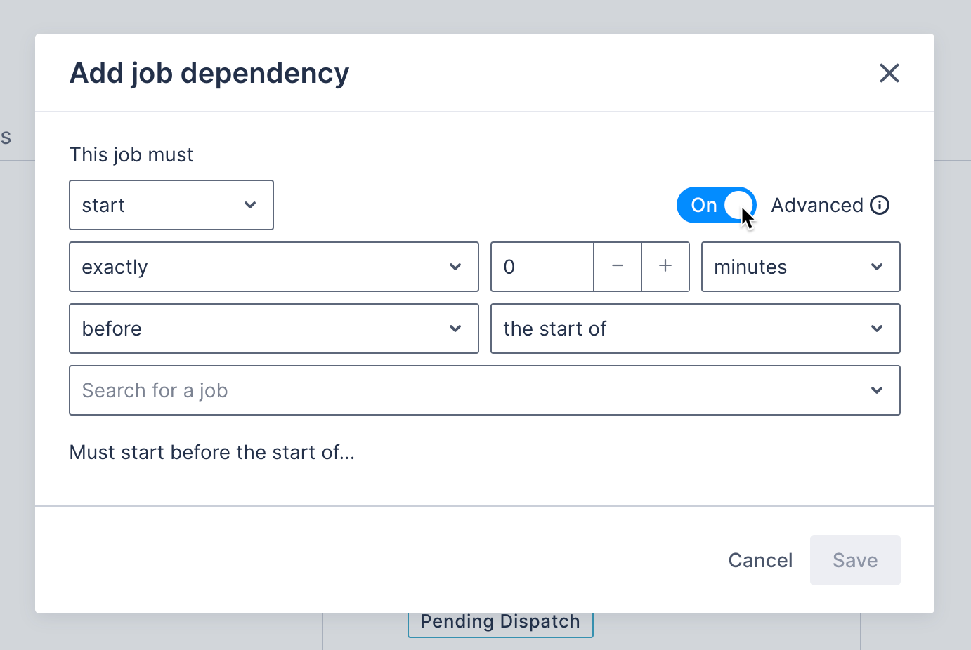 Advanced job dependency settings