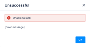 lock action unsuccessful modal