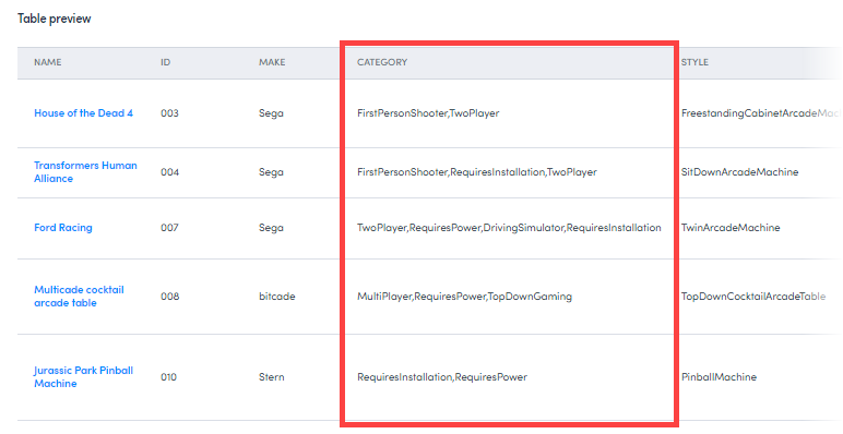 Category column unconfigured