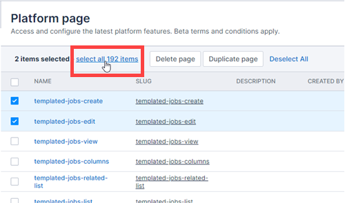 selecting all of all platform pages