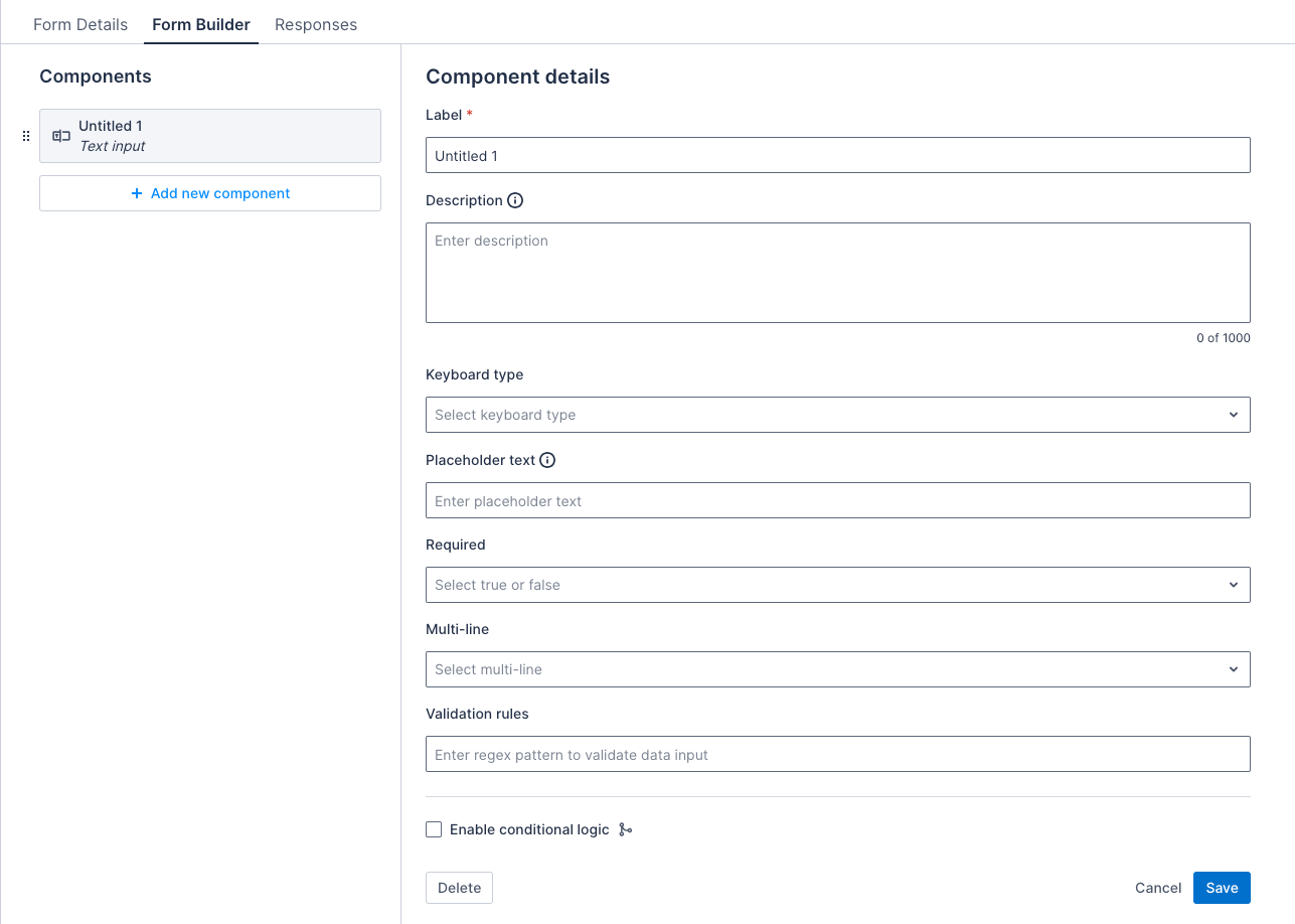 Text input component