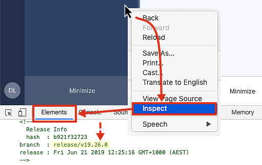 Locating the version number of the Skedulo web app.