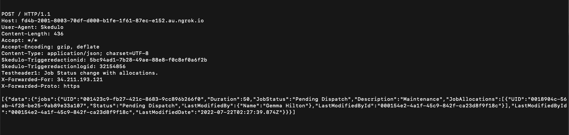 Job allocation updated from Queued to Pending Dispatch displayed in a terminal