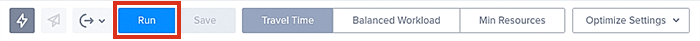The run button for optimized scheduling.