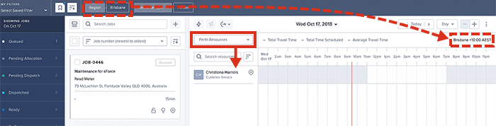 The region override filter (middle) can be set differently to the main filter bar and timezone region.