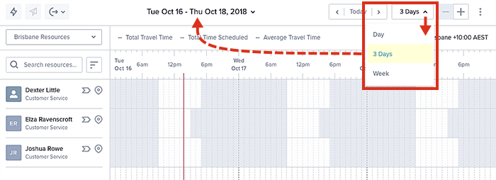 The view options in the swimlane tab.