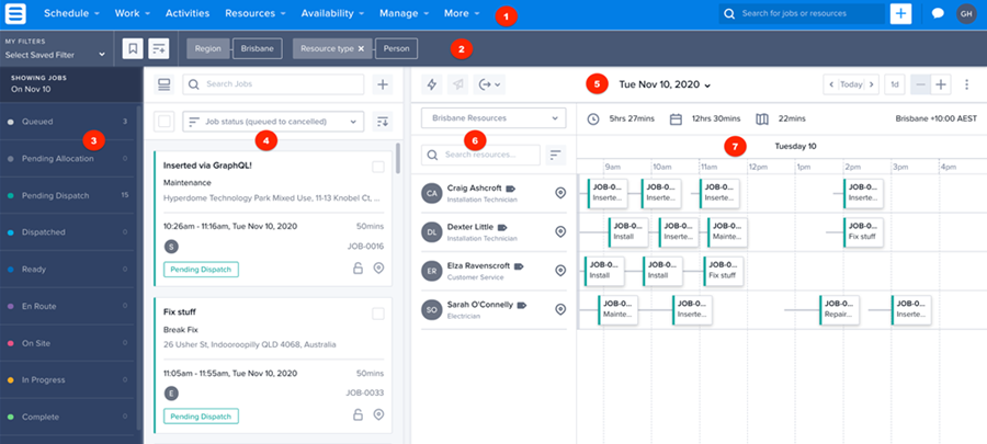 The scheduling console.