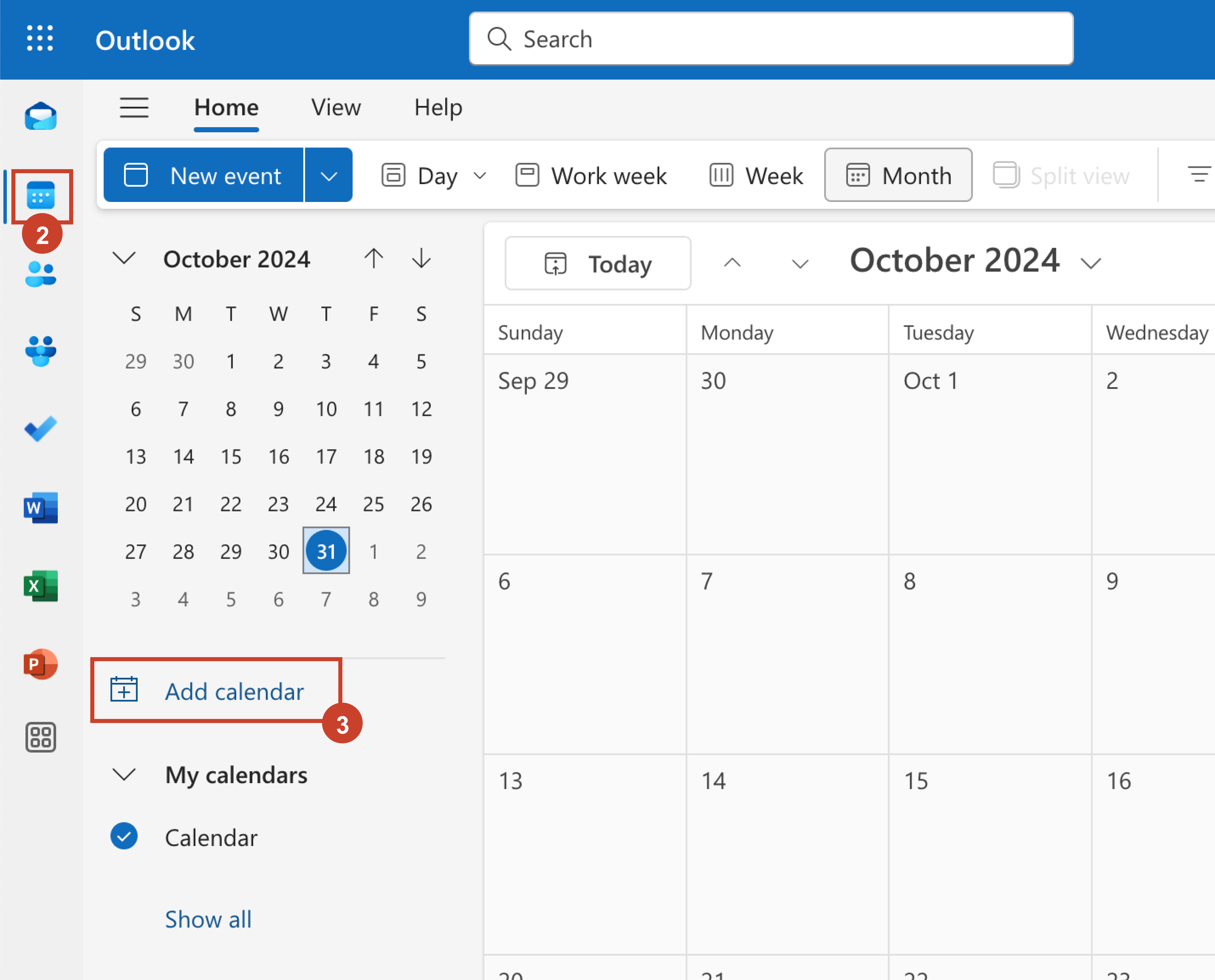 Add calendar in Outlook