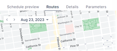 the date picker on the Routes tab